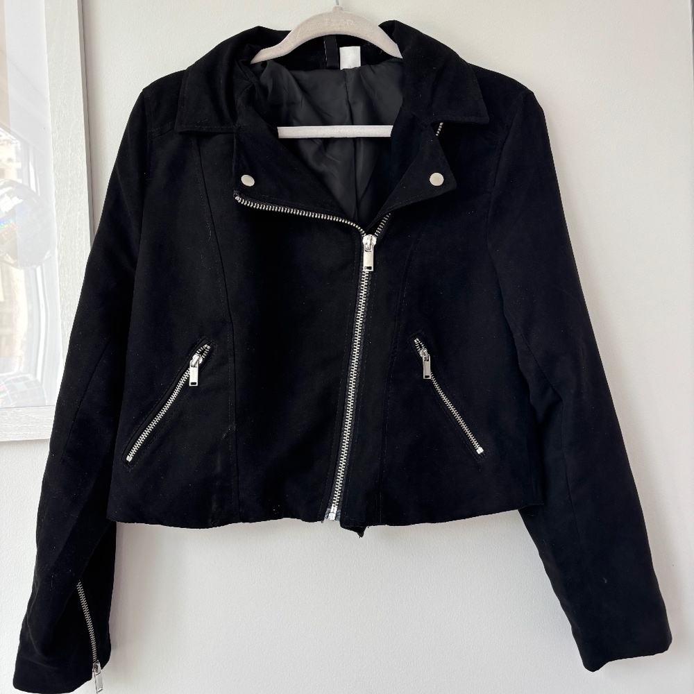 H&M Black Suede Motorcycle Jacket